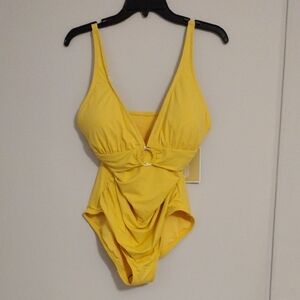Michaels Vibrant Yellow Swimsuit with Ring Accent